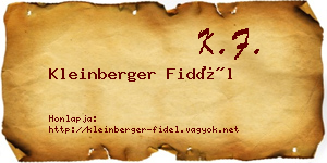Kleinberger Fidél névjegykártya